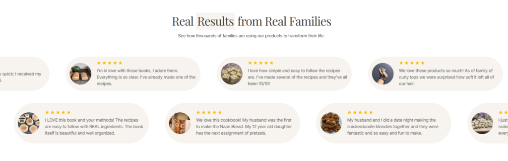 Reviews used in a correct way on the homepage to gain the trust from visitors.
