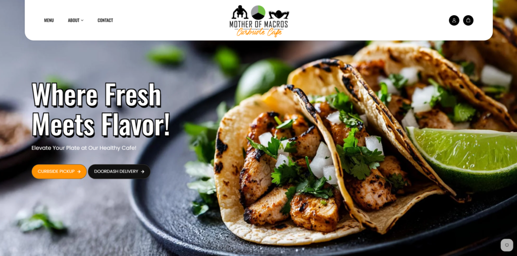 Mother of macros cafe homepage hero design.